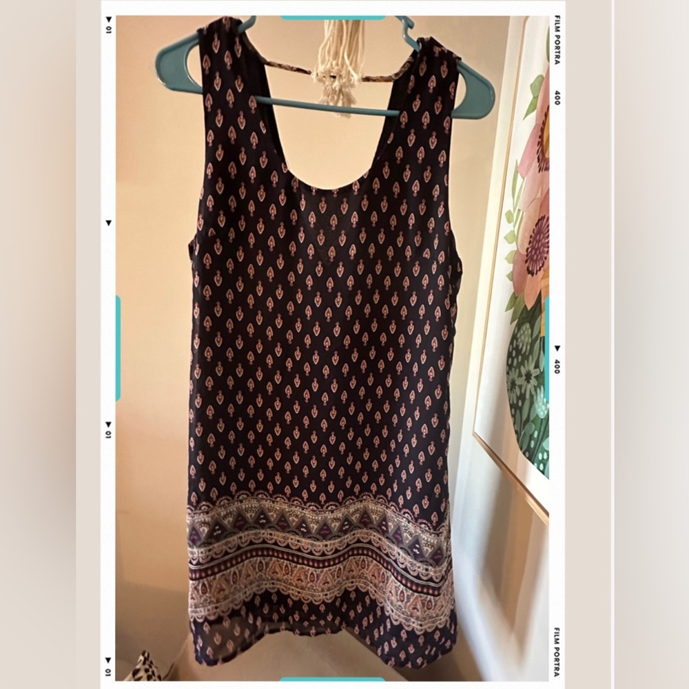 Boho patterned dress with V back